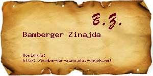 Bamberger Zinajda névjegykártya